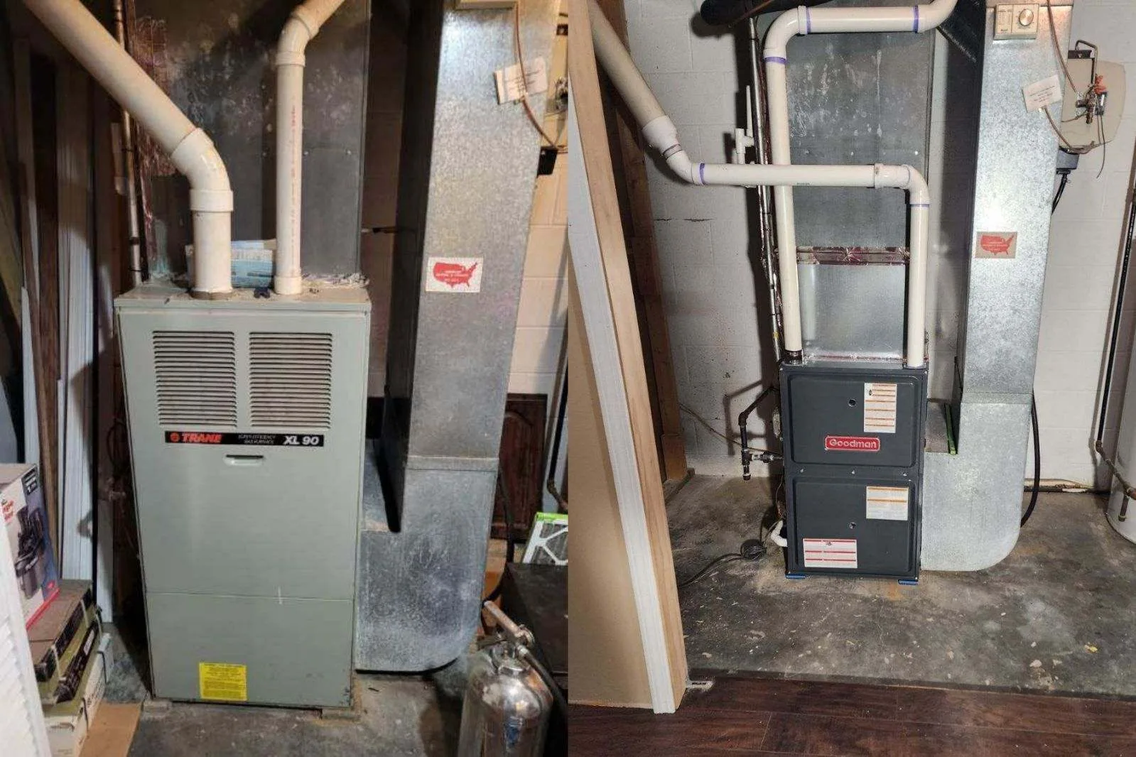 Furnace replacement old trane to new goodman furnace - Howell, MI