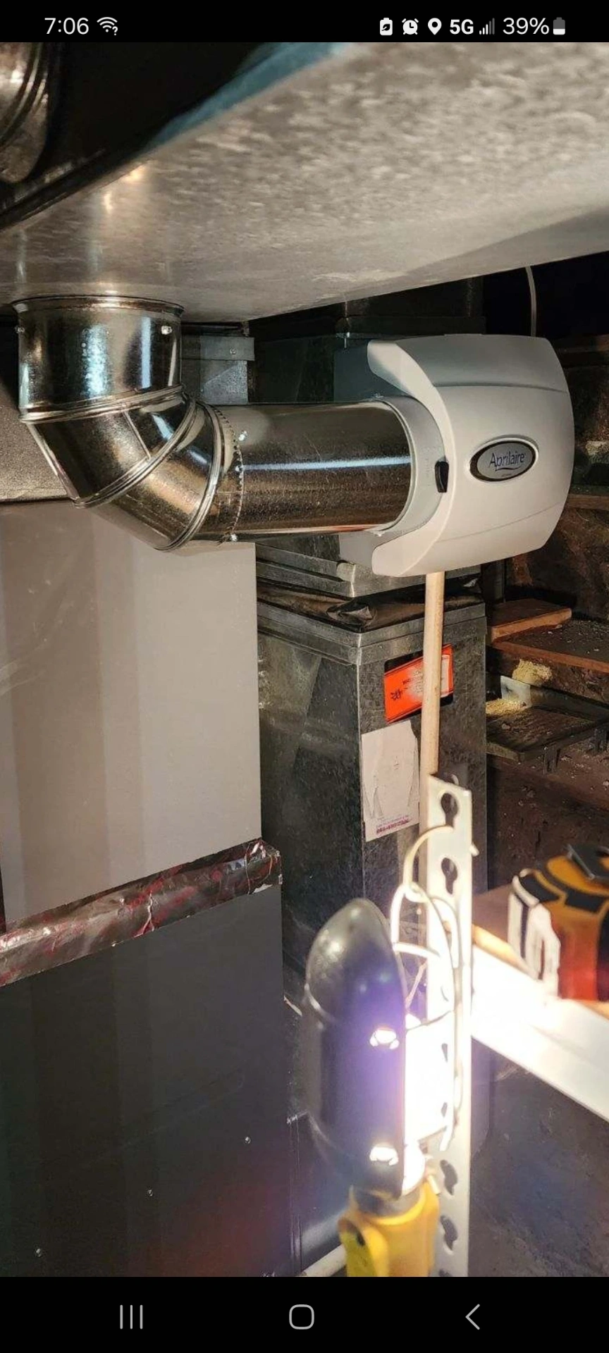 Aprilaire whole-home humidifier installed on ductwork by Great Lakes Comfort in Highland, MI