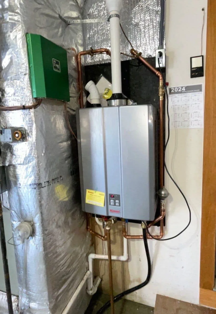 New Rinnai tankless water heater installed by Great Lakes Comfort in Howell, MI